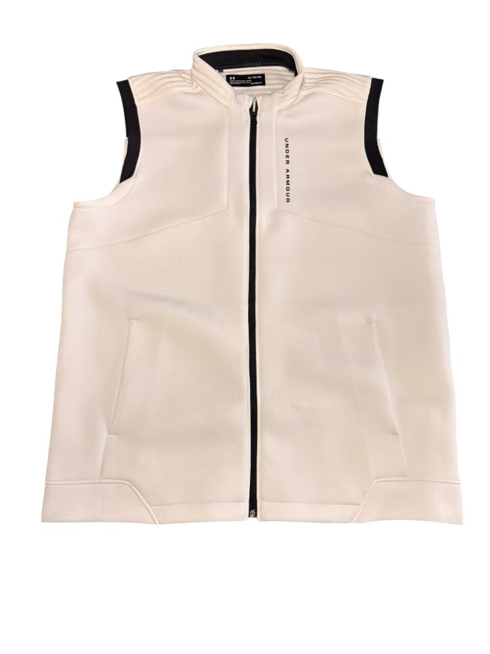 Under Armour White Full Zip Cold Gear Golf Vest Loose Quilted Shoulder Mens XL